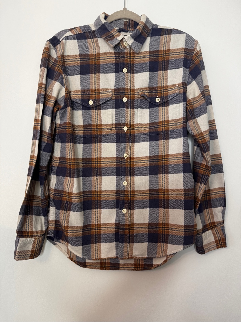 American Eagle Men's Flannel Shirt Khaki Super Soft Flannel Plaid Button Down S - Picture 2 of 13